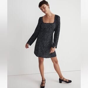 Madewell Seamed Long Sleeve Mini Dress in Ditsy Floral 14 NWT
